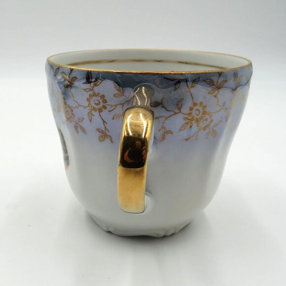 Vintage Vienna State Opera Cup Saucer Set Gold Trim Floral Design Plastic Stand - Picture 12 of 16